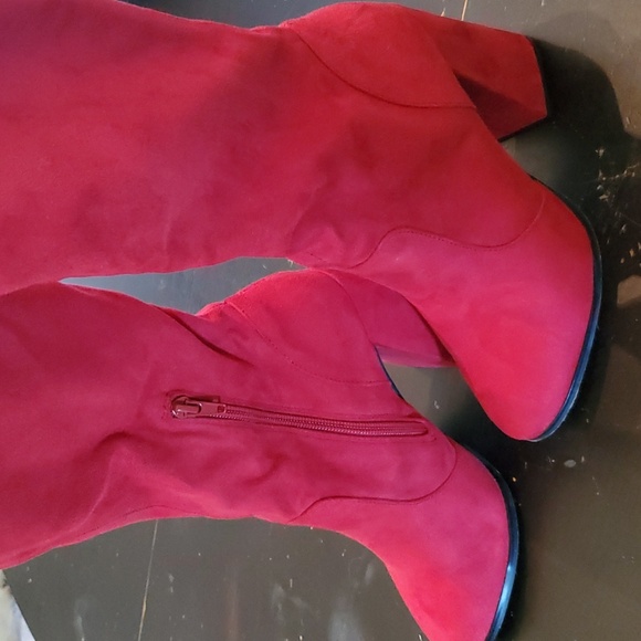 Jessica Simpson Shoes - Jessica Simpson, Red Suede over the knee boot
